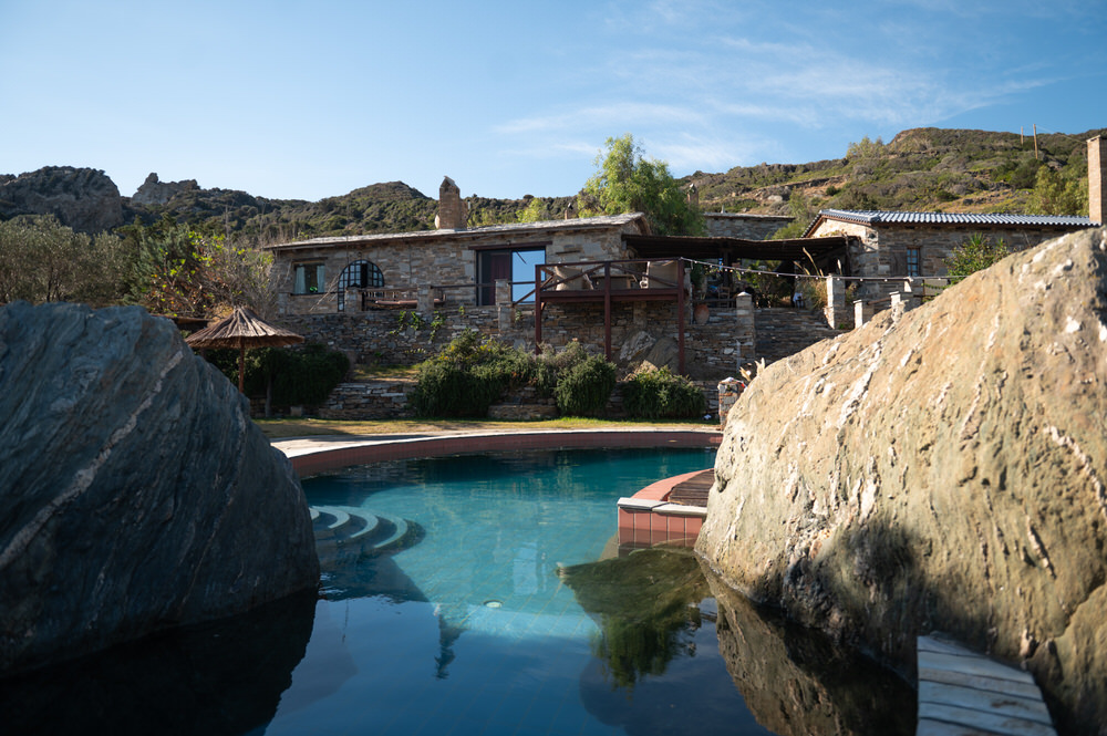 Ceremony setup overlooking the sea at Villa Delenia, Greece