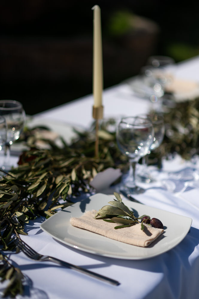 Ceremony setup overlooking the sea at Villa Delenia, Greece
