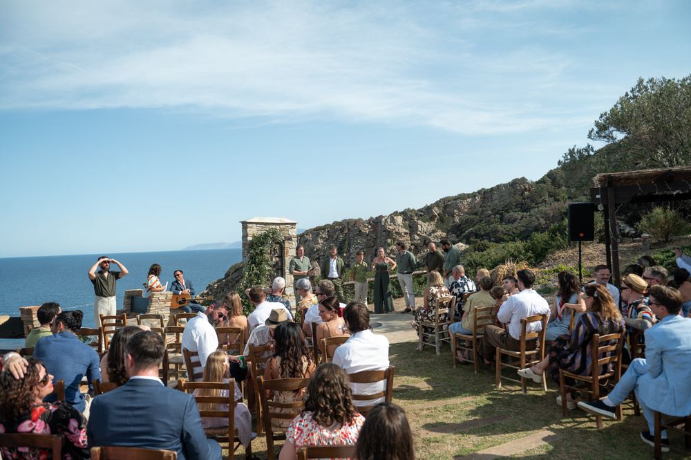 Lois and Nathan during their wedding ceremony at Villa Delenia