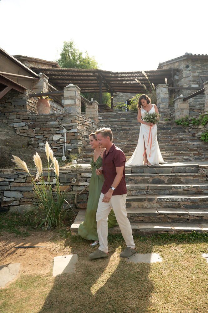Lois and Nathan during their wedding ceremony at Villa Delenia