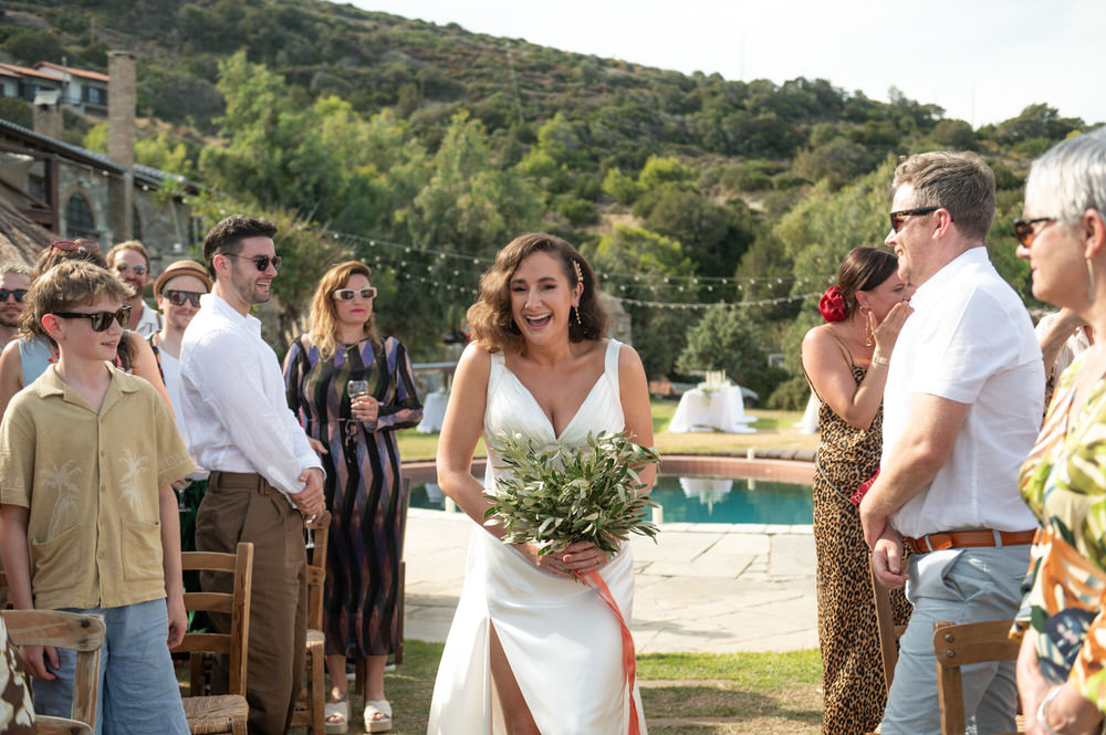 Lois and Nathan during their wedding ceremony at Villa Delenia