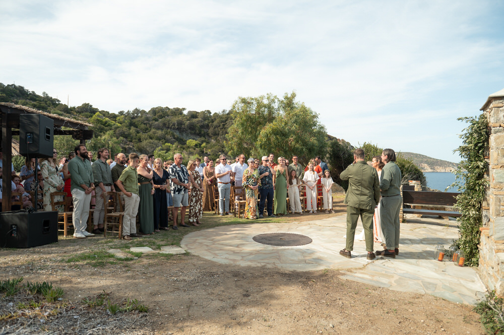Lois and Nathan during their wedding ceremony at Villa Delenia