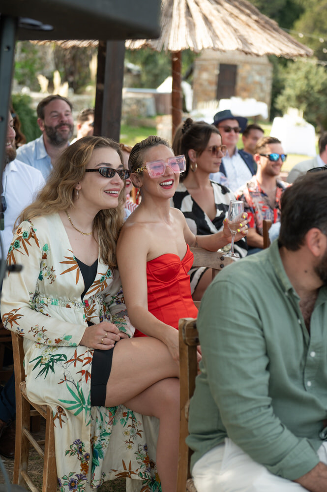 Lois and Nathan during their wedding ceremony at Villa Delenia