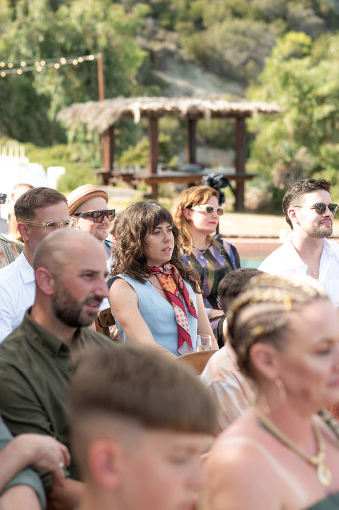Lois and Nathan during their wedding ceremony at Villa Delenia