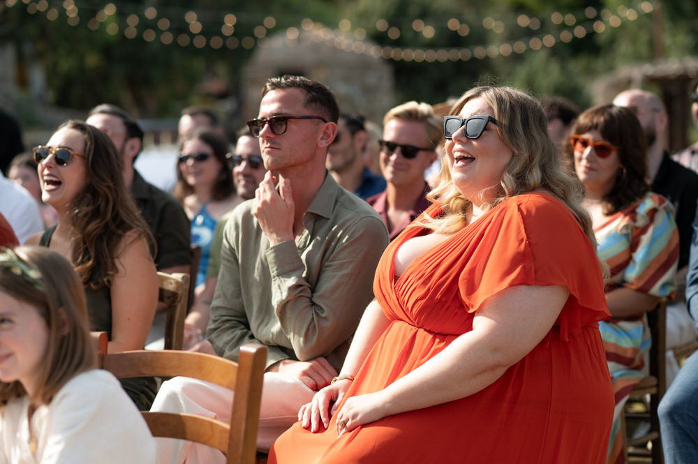 Lois and Nathan during their wedding ceremony at Villa Delenia