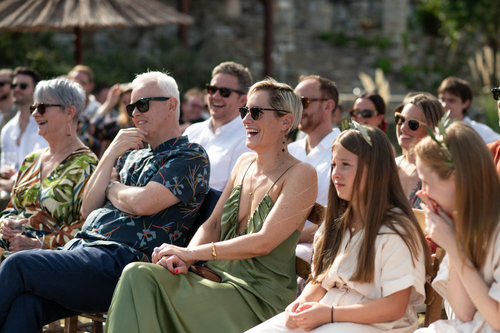 Lois and Nathan during their wedding ceremony at Villa Delenia