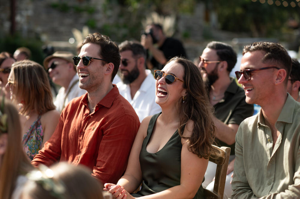 Lois and Nathan during their wedding ceremony at Villa Delenia