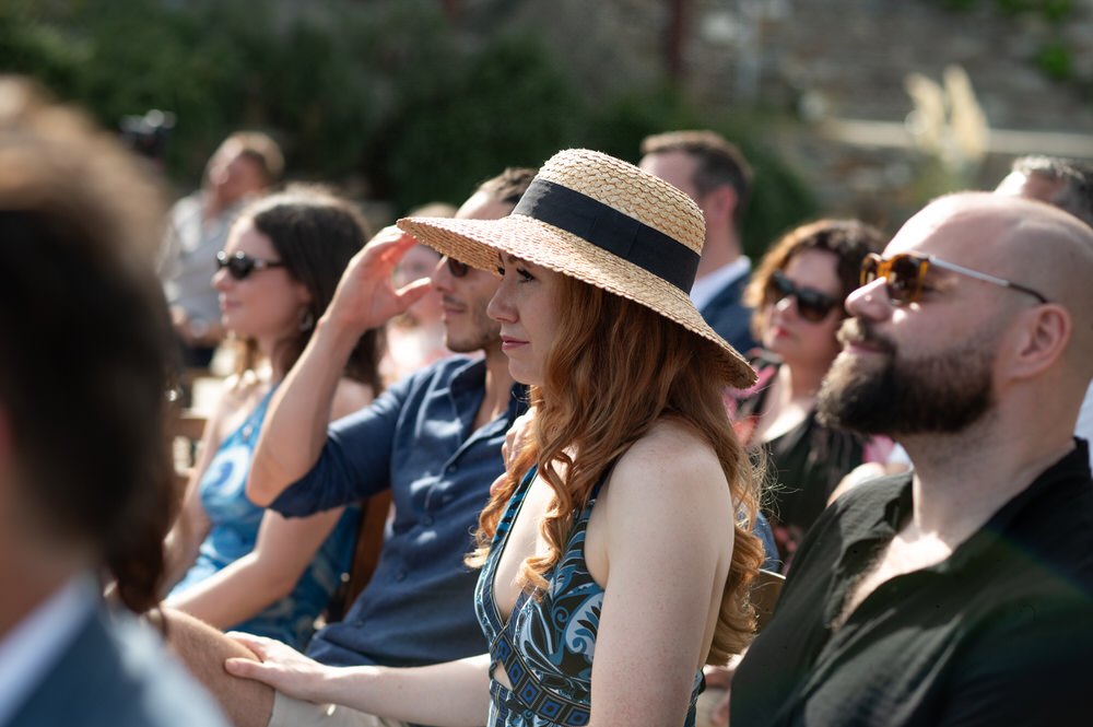 Lois and Nathan during their wedding ceremony at Villa Delenia