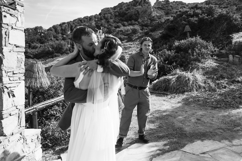Lois and Nathan during their wedding ceremony at Villa Delenia