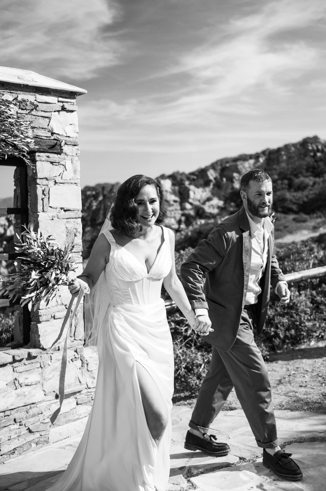Lois and Nathan during their wedding ceremony at Villa Delenia