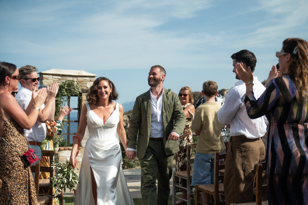 Lois and Nathan during their wedding ceremony at Villa Delenia