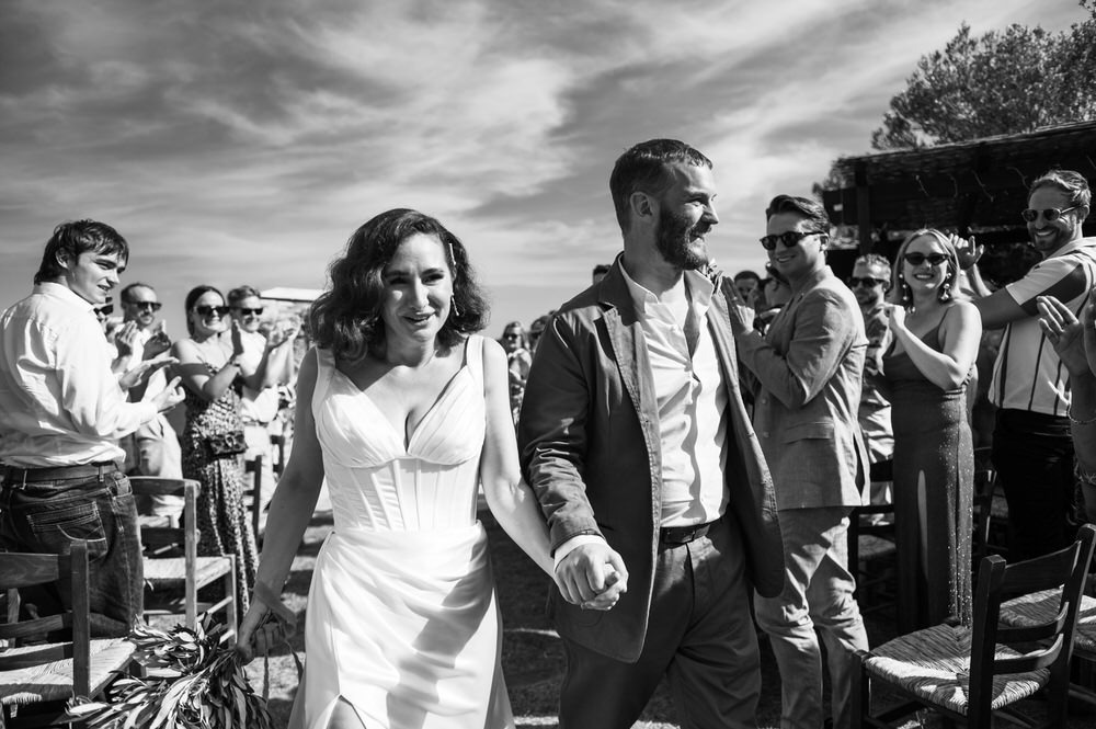 Lois and Nathan during their wedding ceremony at Villa Delenia